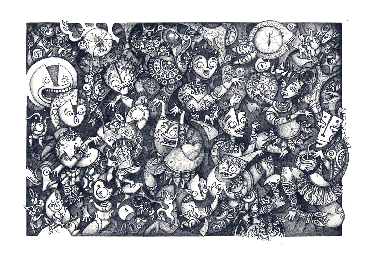 Dessin au crayon entre figuratif et abstraction par Thomas Marchais
