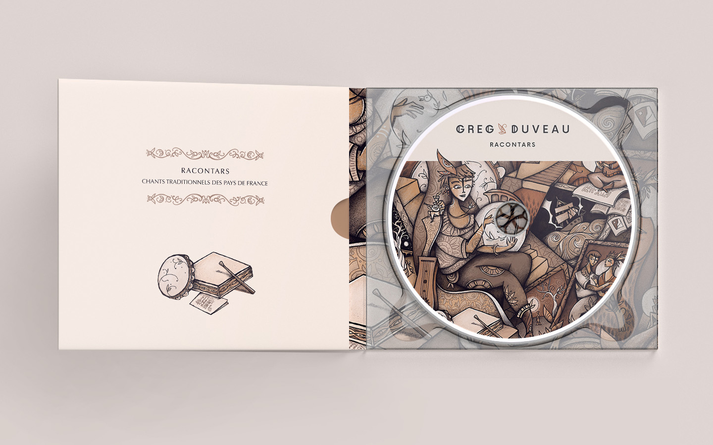 Création du graphisme du packaging de l'album de Greg Duveau, racontars
