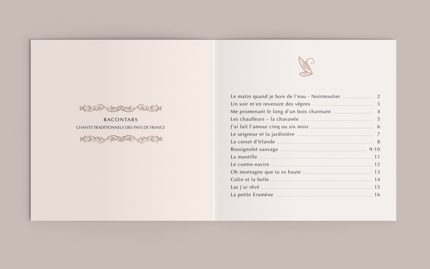 Création graphique du livret de l'album de Greg Duveau, racontars