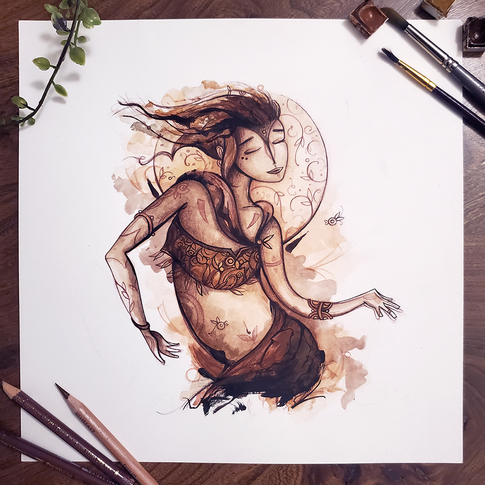 Une aquarelle d'une danseuse par Thomas Marchais, artiste à Toulouse