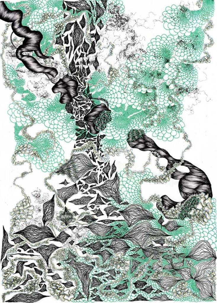 Dessin réalisé par 5 étudiants durant un atelier de création graphique